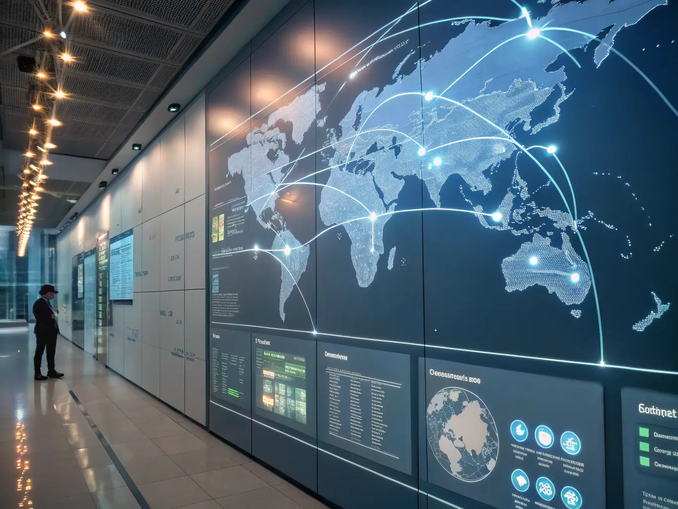 An image showing a global network of blockchain transactions being analyzed, representing ScopeSightAI's international scam tracing capabilities.
