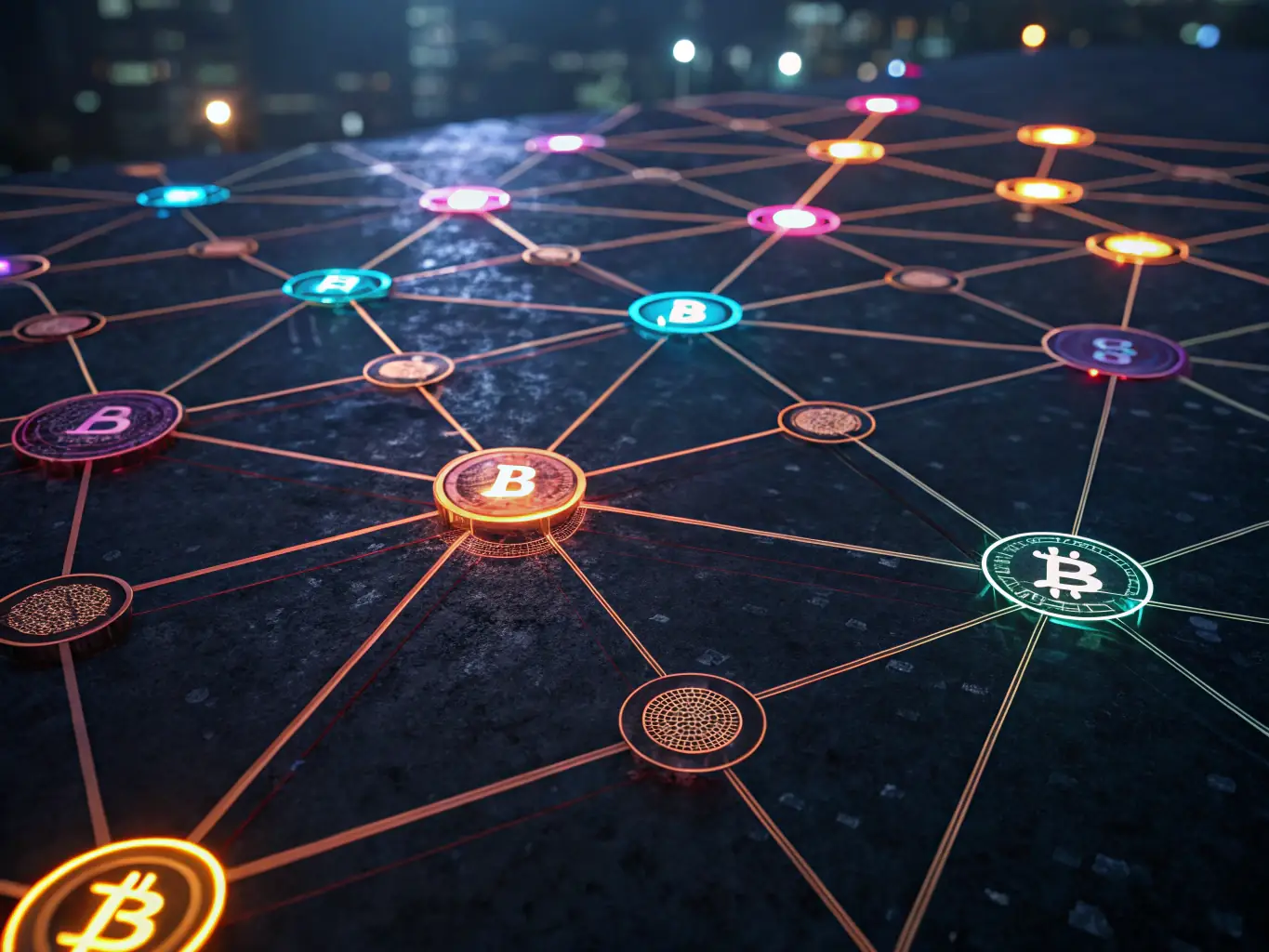 An abstract graphic representing blockchain data analysis, showcasing the use of technology in identifying patterns and insights.